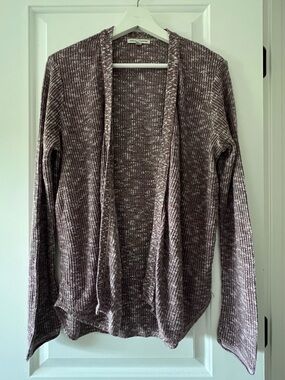 American Eagle Outfitters Ribbed Open-Front Cardigan - Mauve